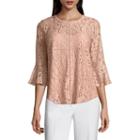 Liz Claiborne 3/4 Bell Sleeve Lace Top