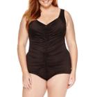 Azul By Maxine Of Hollywood Solid One Piece Swimsuit -plus