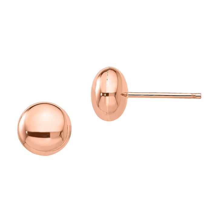 14k Rose Gold 8mm Round Stud Earrings
