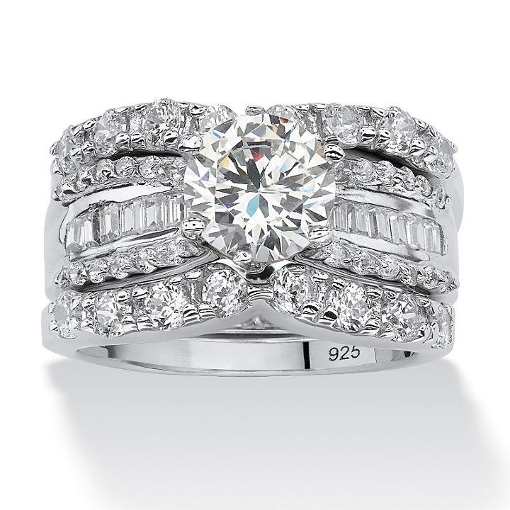 Diamonart Womens 5 1/2 Ct. T.w. Cubic Zirconia White Round Bridal Set