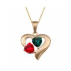 Personalized Couple's Birthstone Heart Pendant Necklace