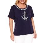 Alfred Dunner Seas The Day Short Sleeve Crew Neck T-shirt-plus