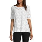 City Streets Elbow Sleeve Lace Front T-shirt
