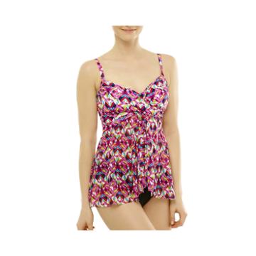 Studio By Christina Diamond Print Flyaway Tankini Swim Top