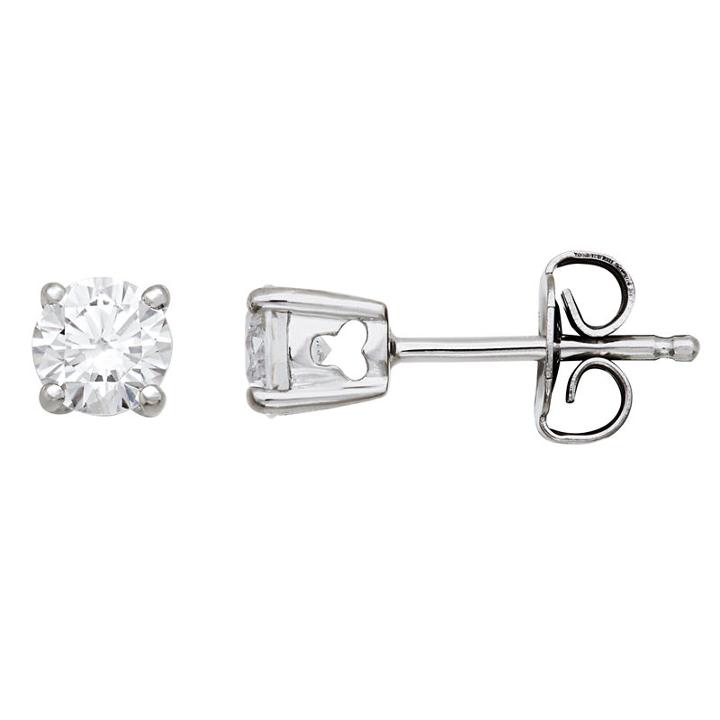 Diamonart 1/2 Ct. T.w. Round Cubic Zirconia Sterling Silver Stud Earrings