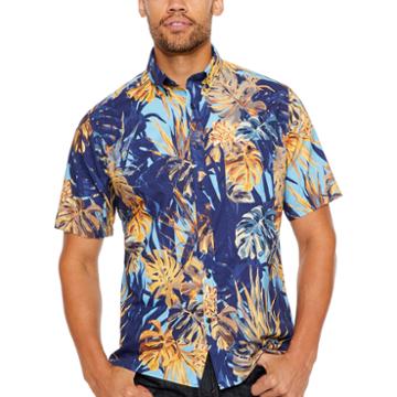 Argyleculture Short Sleeve Leaf Button-front Shirt