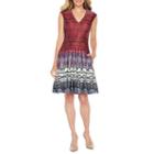Danny & Nicole Short Sleeve Geometric Fit & Flare Dress