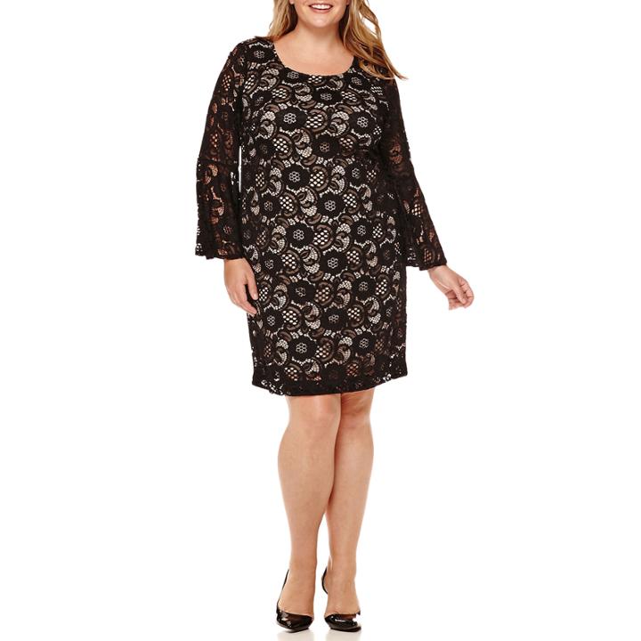 Robbie Bee Long-sleeve Lace Sheath Dress - Plus