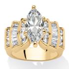 Womens 3 3/4 Ct. T.w. Marquise White Cubic Zirconia Gold Over Brass Engagement Ring
