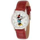 Disney Minnie Mouse Womens Red Strap Watch-wds000409