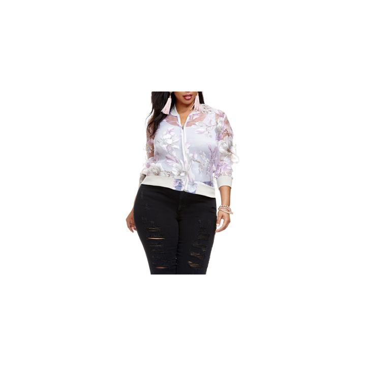 Fashion To Figure Catherine Floral Bomber Jacket-plus