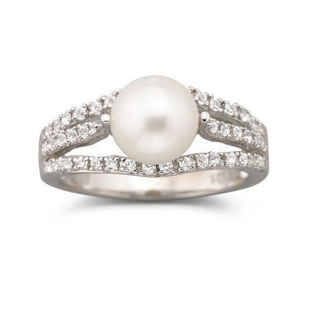 Cultured Freshwater Pearl & White Sapphire Ring
