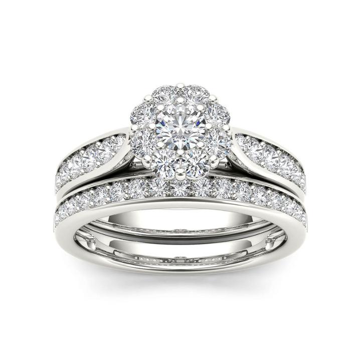 Original Moxie Womens 1 Ct. T.w. White Diamond 10k Gold Bridal Set