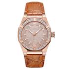 Jbw 18k Rose Gold-plated Stainless Steel Apollo Mens Brown Strap Watch-j6350d