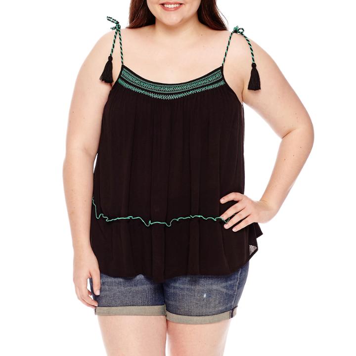 Arizona Tassle Tie Tank Top-juniors Plus