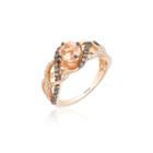 Grand Sample Sale By Le Vian Peach Morganite And Chocolate & Vanilla Diamonds Ring In 14k Strawberry Gold