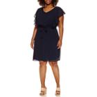 Alyx Short Ruffle Sleeve Tie Waist Fit & Flare Dress-plus