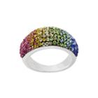 Rainbow Crystal Sterling Silver Domed Ring