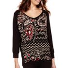 I Jeans By Buffalo 3/4-sleeve Print Top