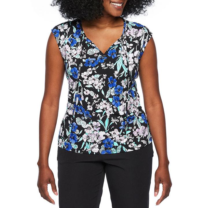 Liz Claiborne Sleeveless V Neck T-shirt-womens Petite
