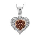 1/4 Ct. T.w. White & Color-enhanced Red Diamond Sterling Silver Heart Pendant
