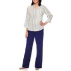 Alfred Dunner Cable Beach 3/4 Sleeve Button-front Shirt