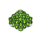 Genuine Chrome Diopside Sterling Silver Cluster Ring
