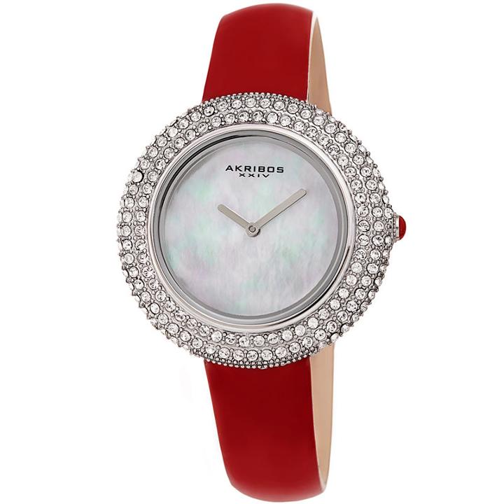Akribos Xxiv Womens Red Strap Watch-a-1049rd