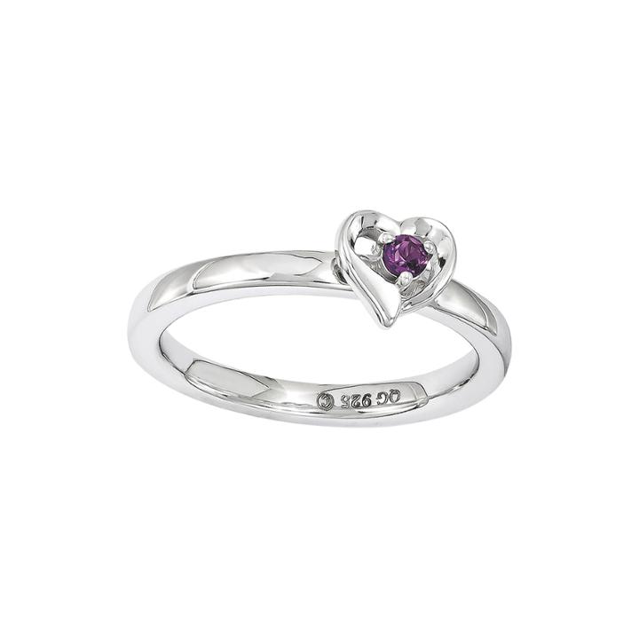 Personally Stackable Genuine Rhodolite Garnet Sterling Silver Heart Ring