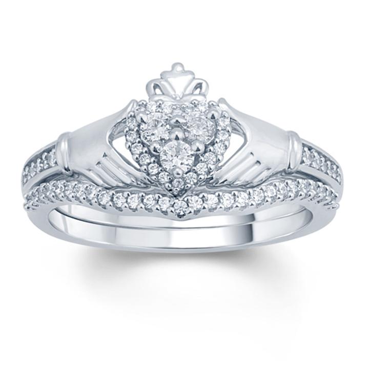 Womens 1/3 Ct. T.w. Genuine White Diamond 10k Gold Bridal Set