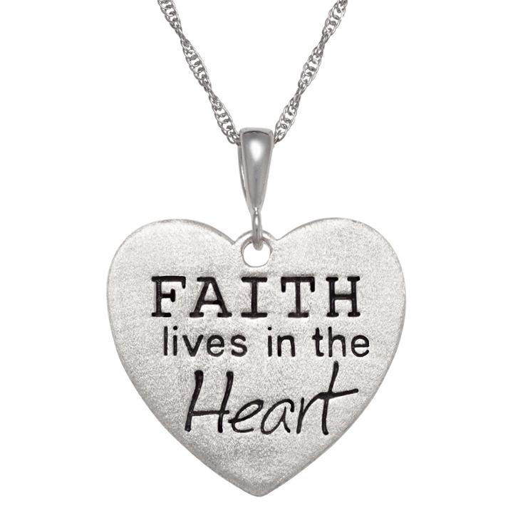 Personalized Sterling Silver Faith Engravable Heart Pendant Necklace