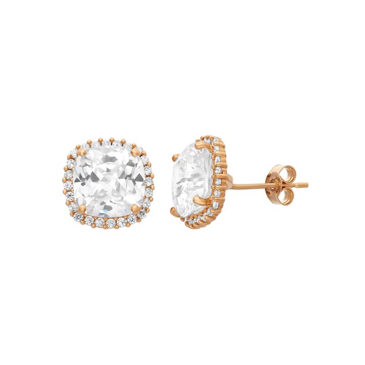 4 Ct. T.w. Cushion White Cubic Zirconia 10k Gold Stud Earrings