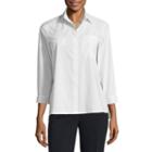 Liz Claiborne 3/4 Sleeve Embroidered Shirt
