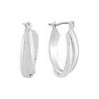 Monet Silver-tone Oval 2-row Hoop Earrings