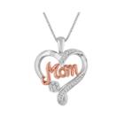 Diamond Blossom 1/10 Ct. T.w. Diamond 2-tone Mom Heart Pendant Necklace