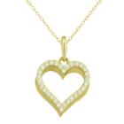 Petite Lux&trade; Cubic Zirconia 10k Yellow Gold Heart Pendant Necklace