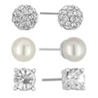 Vieste Rosa 3-pc. Simulated Pearl Silver-tone Stud Earrings