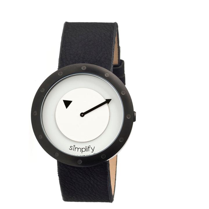 Simplify Unisex The 2200 Black With Silver Dial Black Leather-band Watch Sim2205
