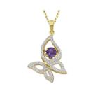 Genuine Amethyst And Lab-created White Sapphire Butterfly Pendant Necklace