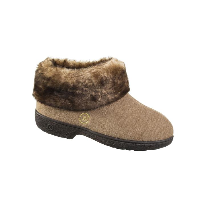 Isotoner Sweater Knit Faux-fur Cuff Boot Slippers