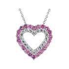 Genuine Amethyst & Lab-created White Sapphire Heart Sterling Silver Necklace