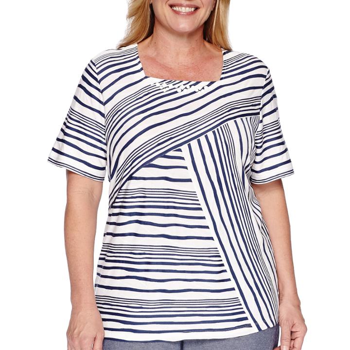 Alfred Dunner Augustine Short-sleeve Spliced Stripe Tee