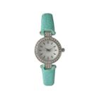 Olivia Pratt Womens Rhinestone Bezel Petite Mint Leather Watch 14829