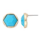 Monet Gold-tone Aqua Stud Earrings