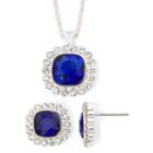 Monet Blue Silver-tone Necklace And Earring Set