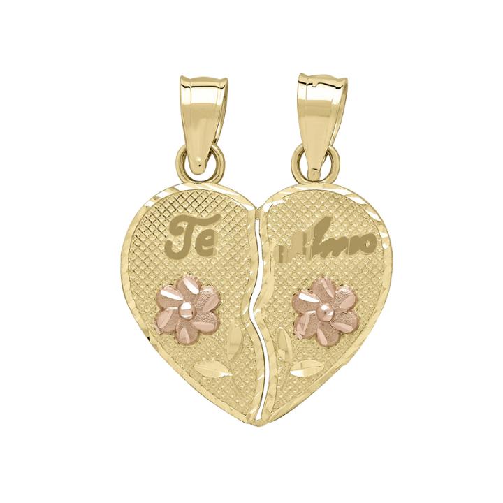 Tesoro&trade; 14k Two-tone Break Apart Te Amo Heart Pendant