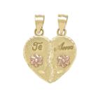 Tesoro&trade; 14k Two-tone Break Apart Te Amo Heart Pendant
