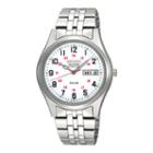 Seiko Railroad Approved Mens White Dial Stainless Steel Solar Watch Sne045