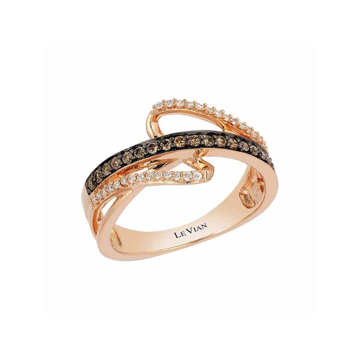 Grand Sample Sale By Le Vian 1/4 Ct. T.w Vanilla Diamonds & Chocolate Diamonds In 14k Strawberry Gold Chocolatier Ring