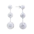 Sparkle Allure Crystal Graduated Pave Ball Silver Plated Drop Earrings